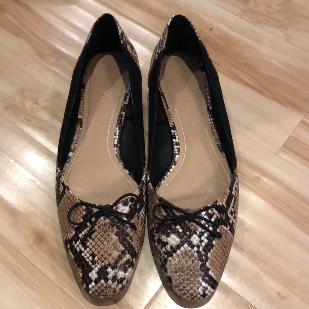 Zara Snake Print Ballet Flats